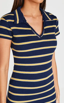 Collar Striped Bodycon Dress-PrettyLittleThing New
