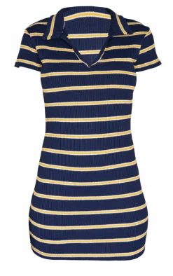 Collar Striped Bodycon Dress-PrettyLittleThing New