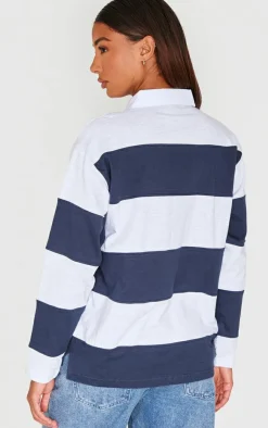 PrettyLittleThing T-Shirts*Collared Stripey Oversized Long Sleeve T Shirt