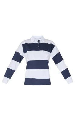 PrettyLittleThing T-Shirts*Collared Stripey Oversized Long Sleeve T Shirt