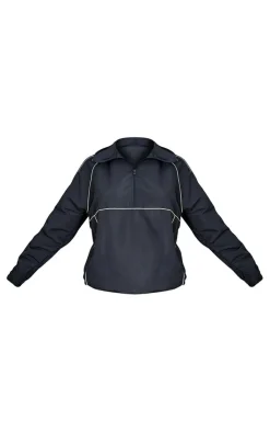 Best PrettyLittleThing Contrast Piping Quarter Zip Track Top Navy