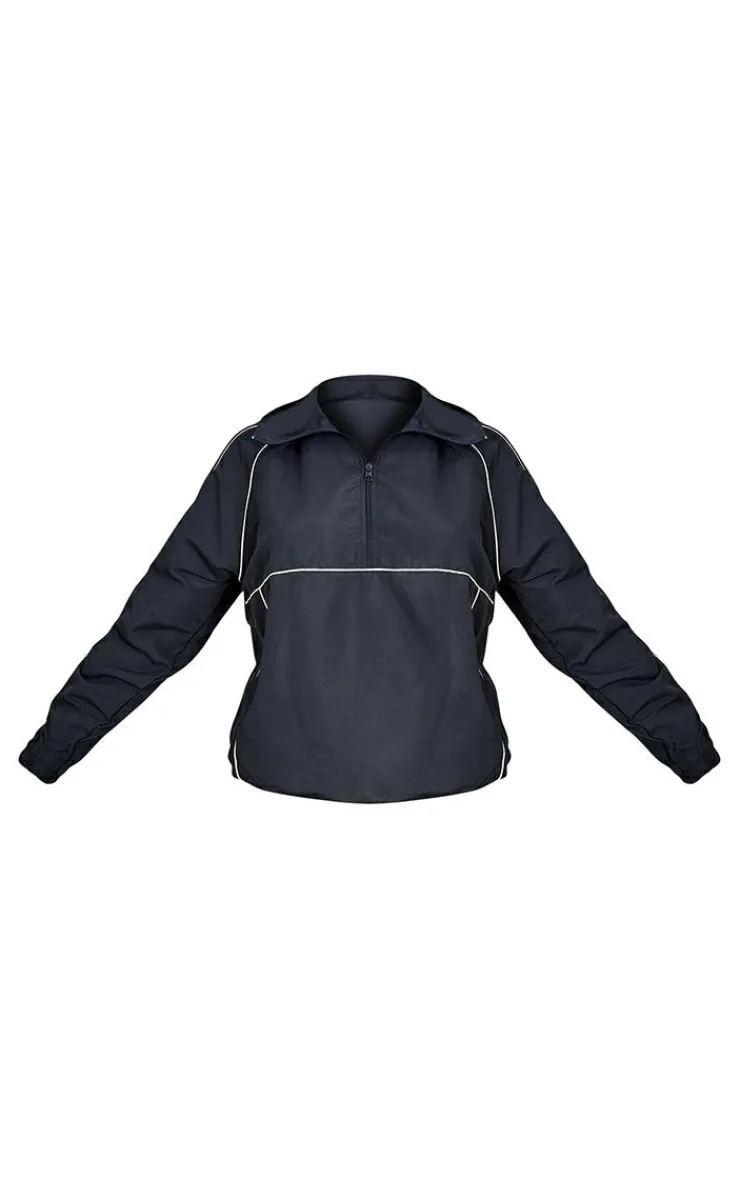Best PrettyLittleThing Contrast Piping Quarter Zip Track Top Navy