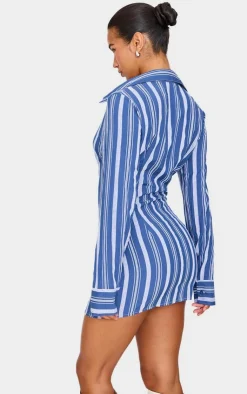 Contrast Stripe Long Sleeve Shirt Dress-PrettyLittleThing Sale
