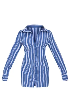 Contrast Stripe Long Sleeve Shirt Dress-PrettyLittleThing Sale