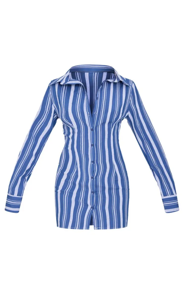 Contrast Stripe Long Sleeve Shirt Dress-PrettyLittleThing Sale
