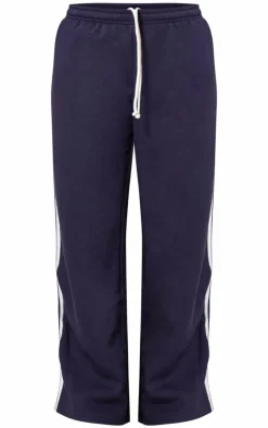 Online PrettyLittleThing Contrast Stripe Wide Leg Sweatpants Navy
