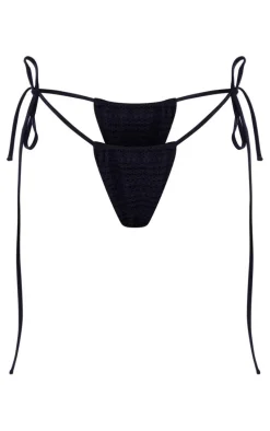 Navy Crochet Tie Side Bikini Bottoms