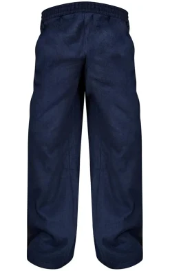 Outlet PrettyLittleThing Fleece Contrast Mid Rise Wide Leg Sweatpants Navy