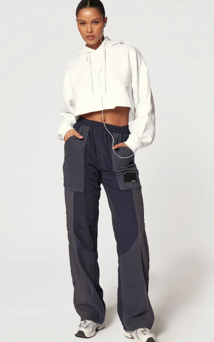 Best PrettyLittleThing Fleece Contrast Panel Straight Leg Sweatpants Navy