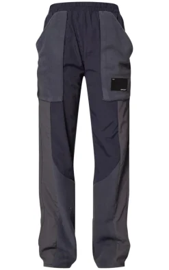 Best PrettyLittleThing Fleece Contrast Panel Straight Leg Sweatpants Navy