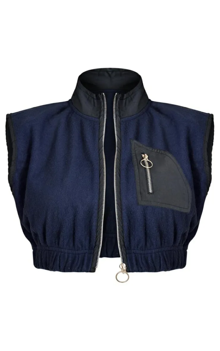 PrettyLittleThing Blue Sweatsuits*Fleece Contrast Pocket Cropped Vest