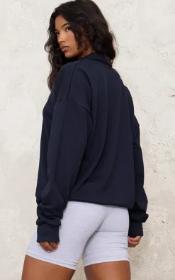 PrettyLittleThing Oversized Sweaters*Health Club Print Collared Oversized Sweatshirt