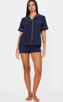 PrettyLittleThing Christmas Gifts*Jersey Piping Detail Short PJ Set