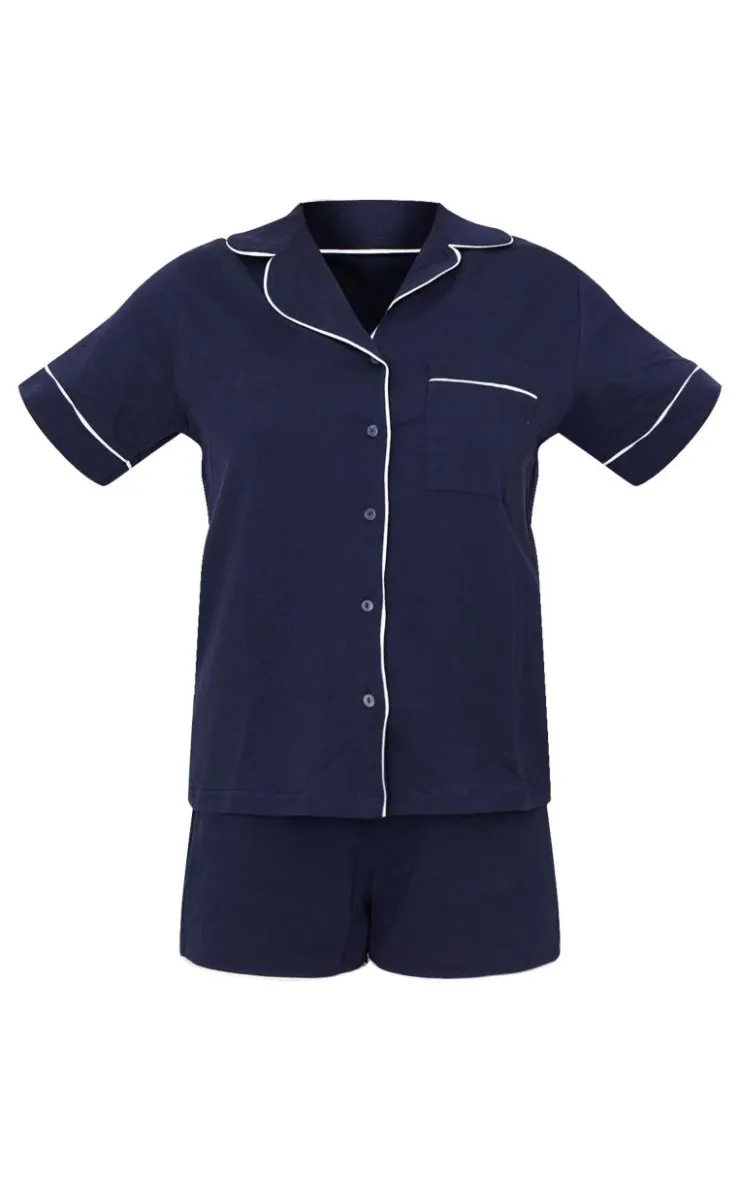 PrettyLittleThing Christmas Gifts*Jersey Piping Detail Short PJ Set
