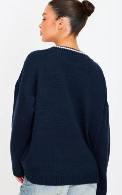 PrettyLittleThing Oversized Sweaters*Knit Oversized Embroidered Sweater