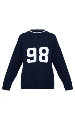 PrettyLittleThing Oversized Sweaters*Knit Oversized Embroidered Sweater