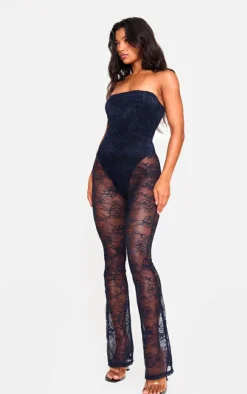 Lace Bodysuit Detail Bandeau Jumpsuit-PrettyLittleThing Clearance