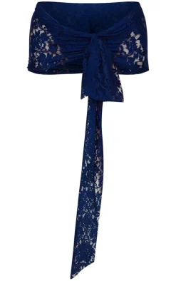 Navy Lace Tie Side Sarong