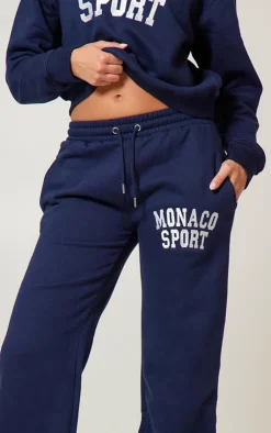 PrettyLittleThing Blue Sweatsuits*Monaco Sports Embroidered Cuffed Sweatpants