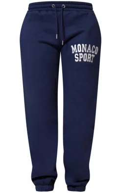 PrettyLittleThing Blue Sweatsuits*Monaco Sports Embroidered Cuffed Sweatpants