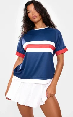 PrettyLittleThing T-Shirts*Oversized Stripe Detail Football T-shirt
