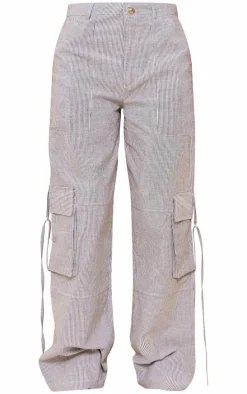 Navy Pinstripe Linen Cargo Pants