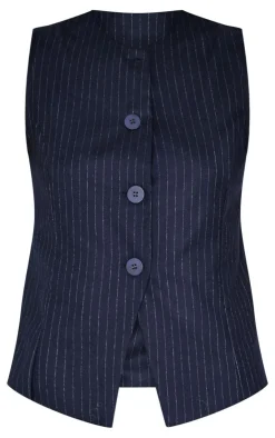 PrettyLittleThing Sleeveless Tops*Pinstripe Longline Button Up Vest