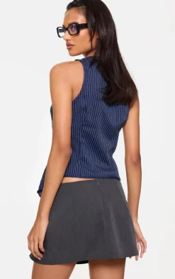 PrettyLittleThing Sleeveless Tops*Pinstripe Longline Vest