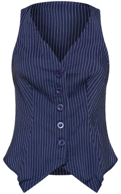 PrettyLittleThing Sleeveless Tops*Pinstripe Longline Vest
