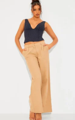 PrettyLittleThing Sleeveless Tops*Pinstripe Plunge Neck Top