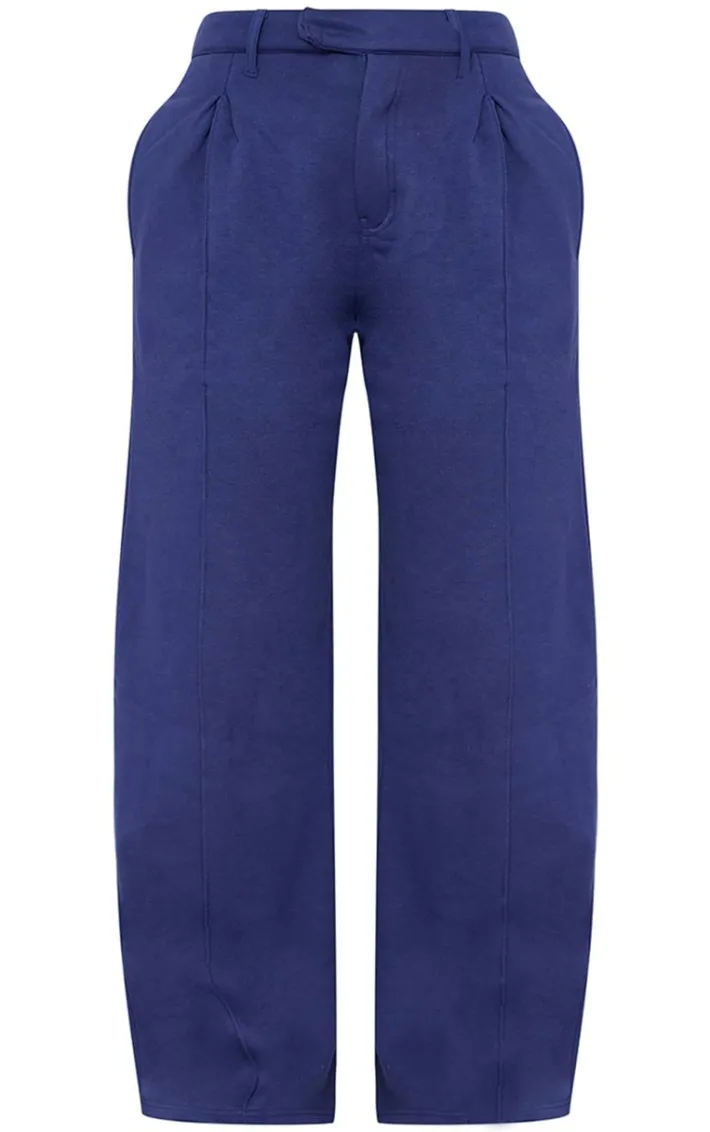Navy Pintuck Fleeceback Tailored Sweatpants