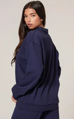 Navy Premium Collared Oversized Sweatshirt