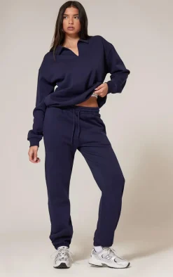 Navy Premium Collared Oversized Sweatshirt