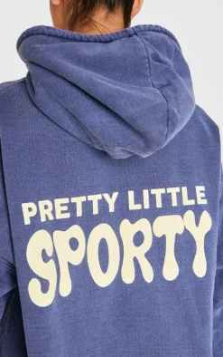 Navy Pretty Little Sporty Back Puff Print Hoodie