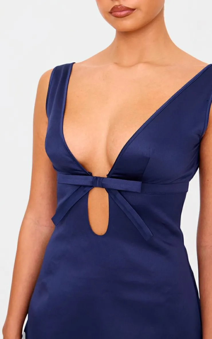 Satin Bow Detail A-line Dress-PrettyLittleThing