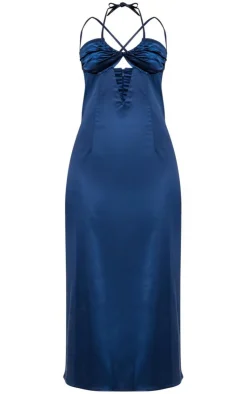 Satin Halter Neck Midi Dress-PrettyLittleThing Outlet