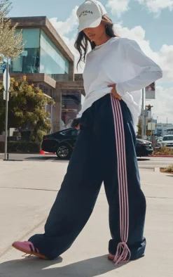 Navy Shell Bow Detail Track Pants