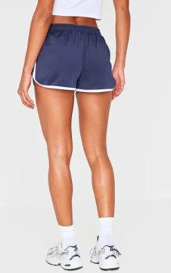 Navy Side Stripe Detail Tricot Shorts