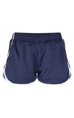 Navy Side Stripe Detail Tricot Shorts
