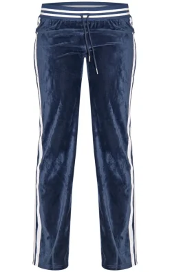 Clearance PrettyLittleThing Straight Leg Velvet Sweatpants Navy