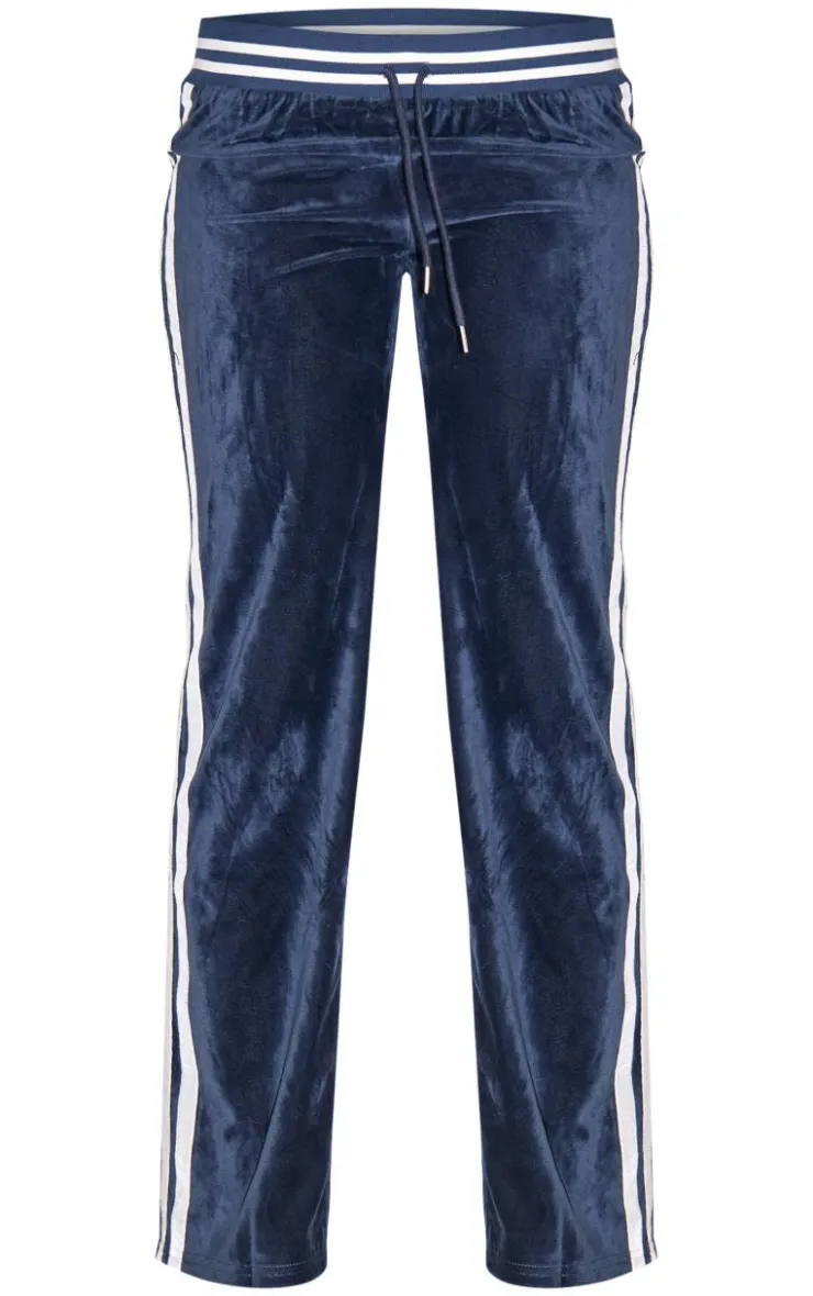 Clearance PrettyLittleThing Straight Leg Velvet Sweatpants Navy