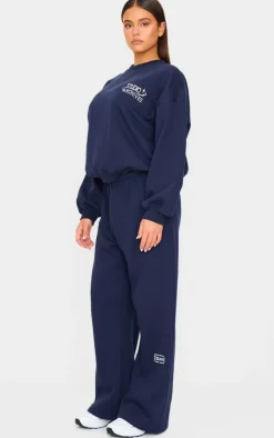 PrettyLittleThing Blue Sweatsuits*Studio Archives Embroidered Oversized Sweatshirt