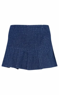 Best PrettyLittleThing Textured Boucle Twill Skater Skirt Navy