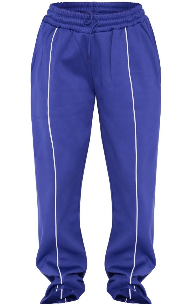 Best PrettyLittleThing Tricot Oversized Contrast Piping Straight Leg Sweatpants Navy