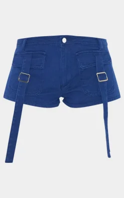 Navy Twill Pocket Detail Micro Mini Cargo Shorts