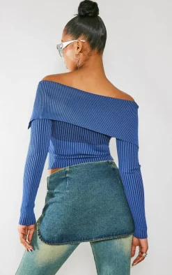 PrettyLittleThing Knitted Tops*Two Tone Rib Foldover Zip Jacket