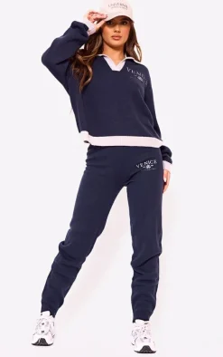 PrettyLittleThing Knitted Loungewear*Venice Embroidered Knitted Sweatpants