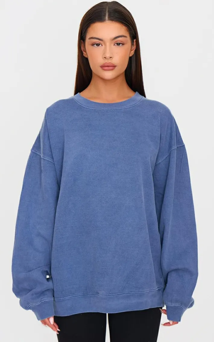 Navy Washed Milan Athletic Printed Sweatshirt