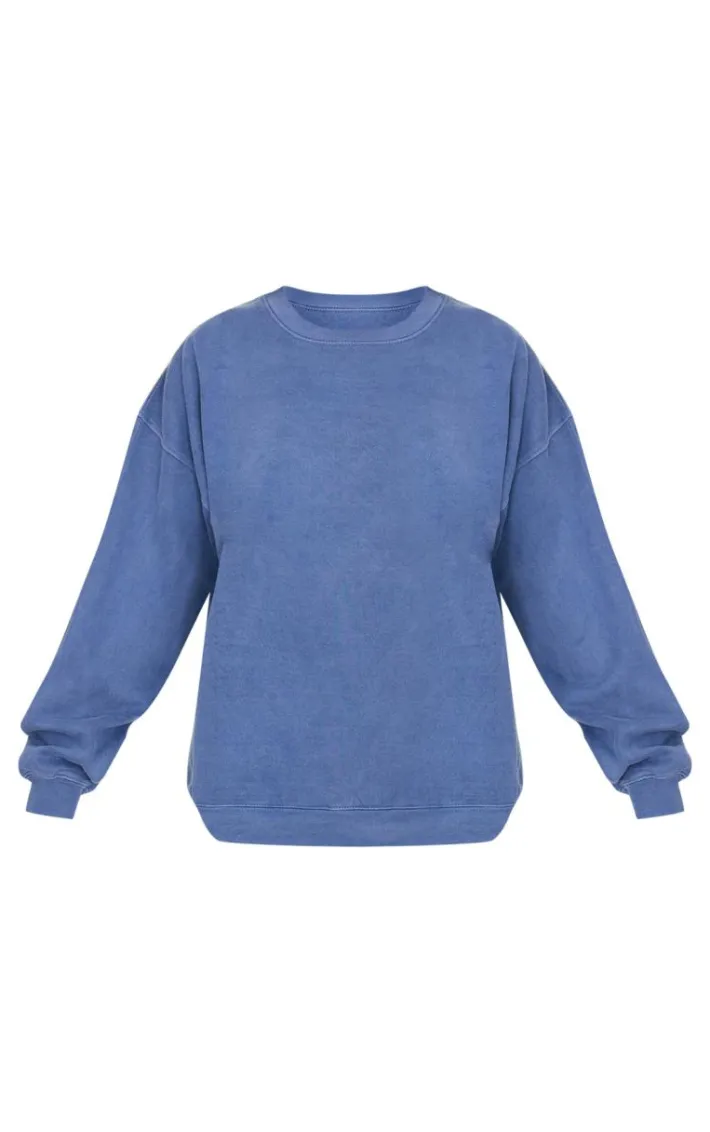 Navy Washed Milan Athletic Printed Sweatshirt
