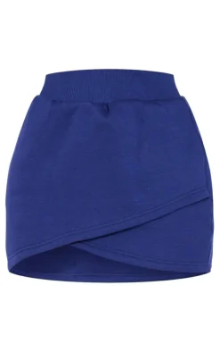 Online PrettyLittleThing Wrap Sweat Mini Skirt Navy